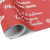 De naam van uw kind op rood pakpapier van de Kerst (Rol Hoek)