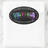 De naam Victoria - Naam in Lichten (Foto) Ovale Sticker (Tas)