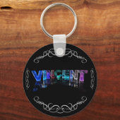 De naam Vincent - naam in lichten (foto) Sleutelhanger (Voorkant)