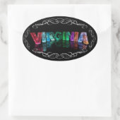 De naam Virginia - Naam in Lichten (Foto) Ovale Sticker (Tas)