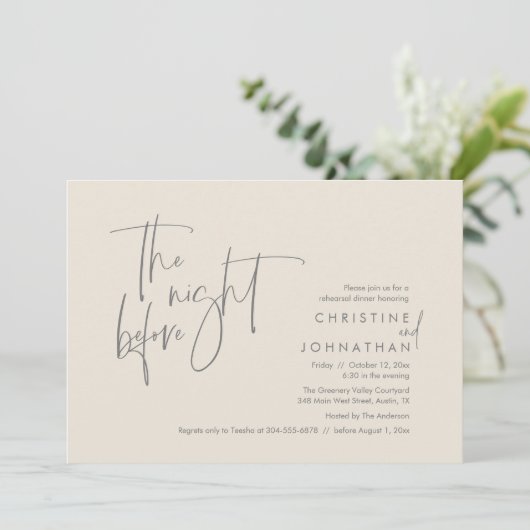 De nacht ervoor, de huwelijksrepetitie kaart (Staand voorkant)