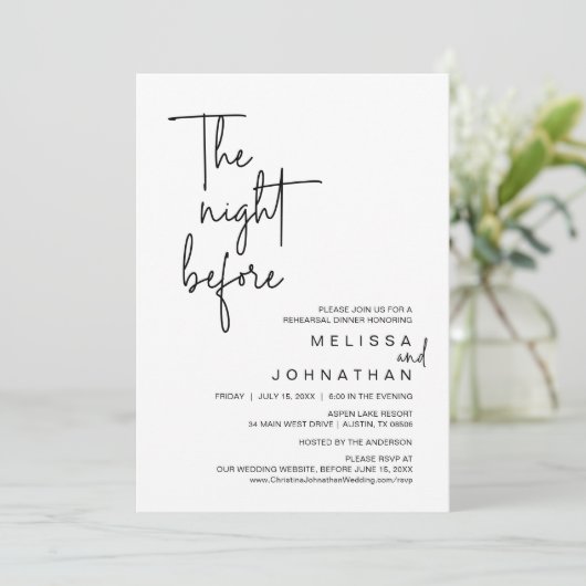 De nacht ervoor, de huwelijksrepetitie kaart (Staand voorkant)