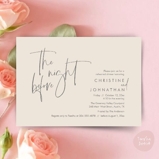 De nacht ervoor, de huwelijksrepetitie kaart