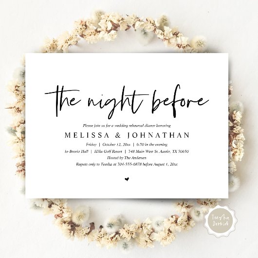De nacht ervoor, de huwelijksrepetitie kaart