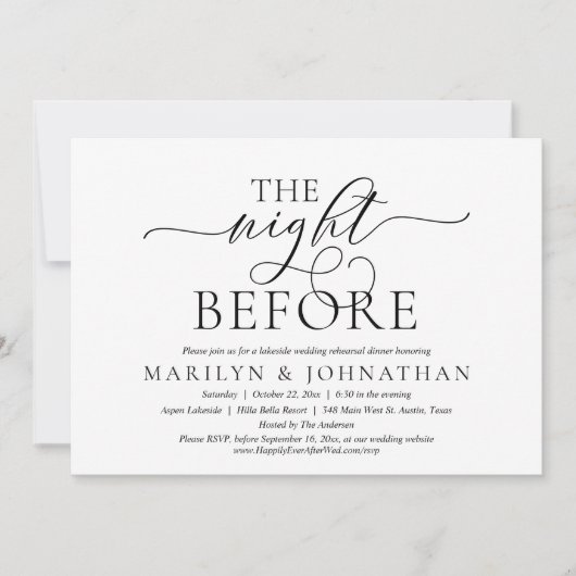 De nacht ervoor, de huwelijksrepetitie kaart (Voorkant)