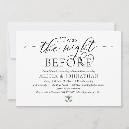 De nacht ervoor, de moderne repetitie van de bruil kaart (Voorkant)