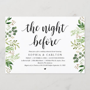 De nacht ervoor, Greenery, Rehearsal Dinner Kaart