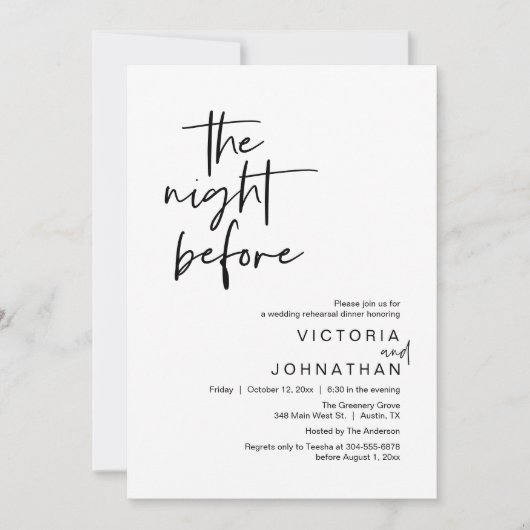 De nacht ervoor, het feest van de bruiloft kaart (Voorkant)