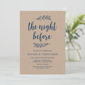 De nacht ervoor, Kraft Navy Blue Rehearsal Dinner Kaart (Staand voorkant)