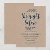 De nacht ervoor, Kraft Navy Blue Rehearsal Dinner Kaart (Voorkant / Achterkant)