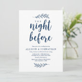 De nacht ervoor, Navy Blue, Wed Rehearsal Dinner Kaart (Staand voorkant)
