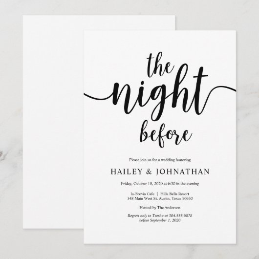 De nacht ervoor, Rustic Wedding Rehearsal Dinner Kaart (Voorkant / Achterkant)