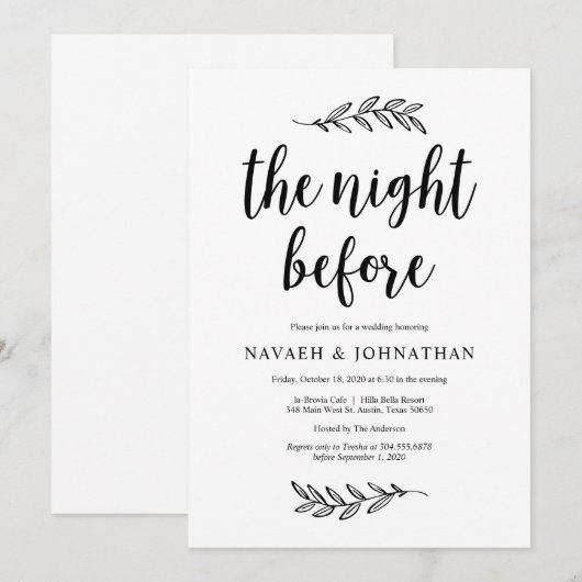 De nacht ervoor, Rustic Wedding Rehearsal Dinner Kaart (Voorkant / Achterkant)