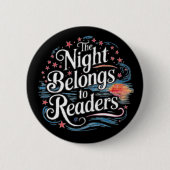 De Nacht is van de lezers, donker academieboek Ronde Button 5,7 Cm (Voorkant)