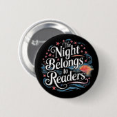 De Nacht is van de lezers, donker academieboek Ronde Button 5,7 Cm (Voorkant /achterkant)