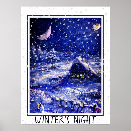 De nacht van de winter. Moon Crescent. Rusland Poster (Voorkant)