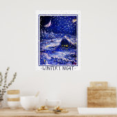 De nacht van de winter. Moon Crescent. Rusland Poster (Keuken)