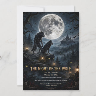 De Nacht van de Wolf Volle Maan Gotische Halloween Kaart