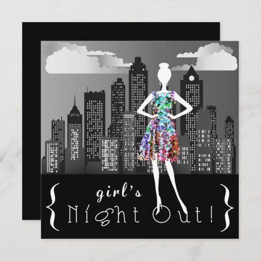 De nacht van het meisje op de stad nodigt uit kaart (Voorkant / Achterkant)