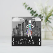 De nacht van het meisje op de stad nodigt uit kaart (Staand voorkant)