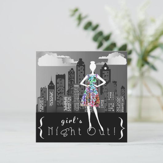 De nacht van het meisje op de stad nodigt uit kaart (Staand voorkant)