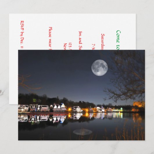 De nacht van Kerstmis op Boathouse Row Philadelphi Kaart (Voorkant / Achterkant)