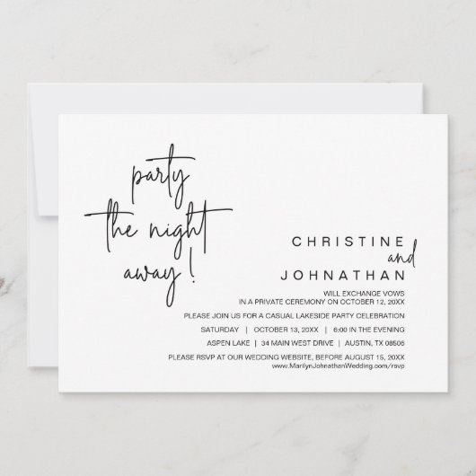 De nacht verderop, Wedding Elopement Dinner Kaart (Voorkant)