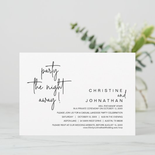 De nacht verderop, Wedding Elopement Dinner Kaart (Staand voorkant)