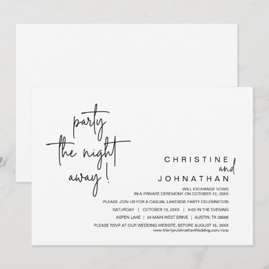 De nacht verderop, Wedding Elopement Dinner Kaart (Voorkant / Achterkant)