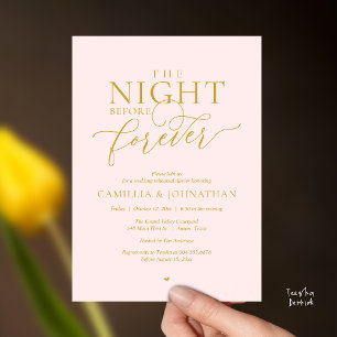 “De Nacht Voor Altijd” Blush & Gouden Oefenavond Kaart