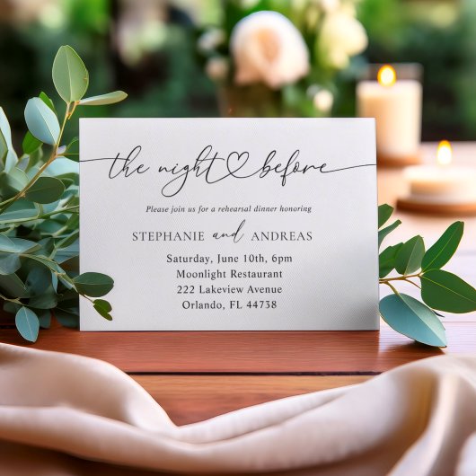 De nacht voor Black & White bruiloft uitnodiging