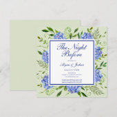 De nacht voor Blue Hydrangea QR-code Kaart (Voorkant / Achterkant)