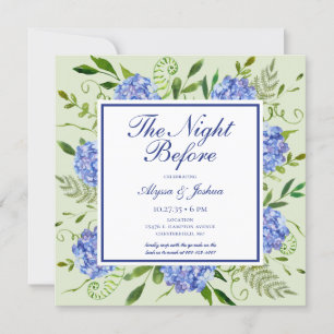 De nacht voor Blue Hydrangea QR-code Kaart