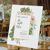 De nacht voor Boho Calligraphy Wedding Welkom Reclamebord Met Voetstuk