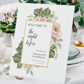 De nacht voor Boho Calligraphy Wedding Welkom Reclamebord Met Voetstuk