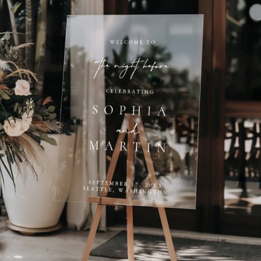 De nacht voor bruiloft acryl welkomstbord acryl bord