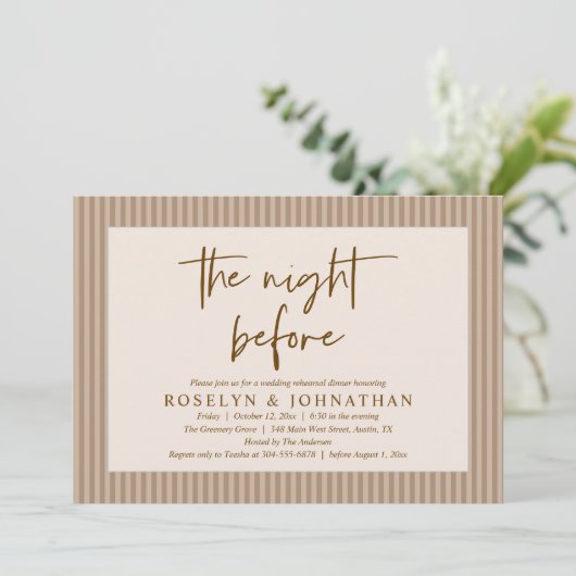 De nacht voor de klassieke neutrale bruiloft repet kaart (Staand voorkant)