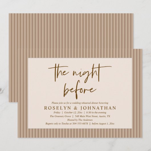 De nacht voor de klassieke neutrale bruiloft repet kaart (Voorkant / Achterkant)