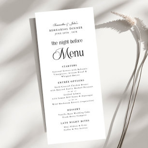 De Nacht Voor de Moderne Elegante Oefen Dinner Menu