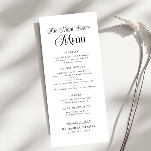 De Nacht Voor de Moderne Elegante Oefenmaaltijd Menu