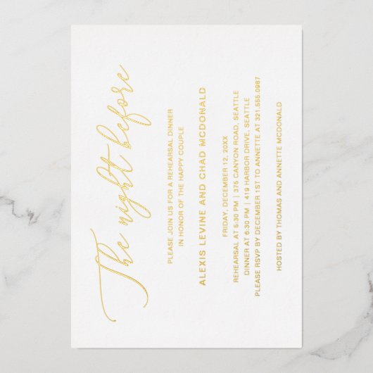 De nacht voor de moderne repetitie folie uitnodiging (Voorkant)