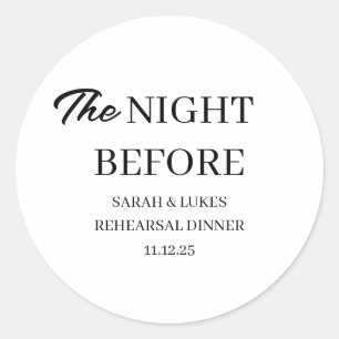 De Nacht Voor De Proefbruiloft Favor Welkom Ronde Sticker