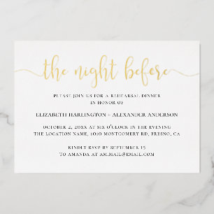 De Nacht Voor De Proefbruiloft   Gouden Script Folie Uitnodiging