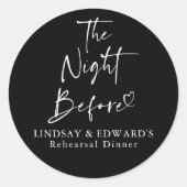 De Nacht voor de Proefdiner Zwart Modern Ronde Sticker (Voorkant)