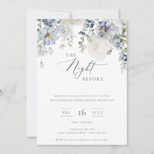 De nacht voor de puinblauwe Floral Kaart (Voorkant)