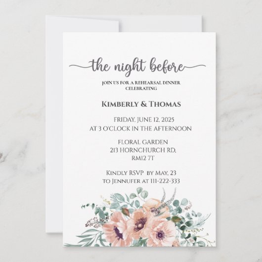 De nacht voor de repetitie van de diner kaart (Voorkant)