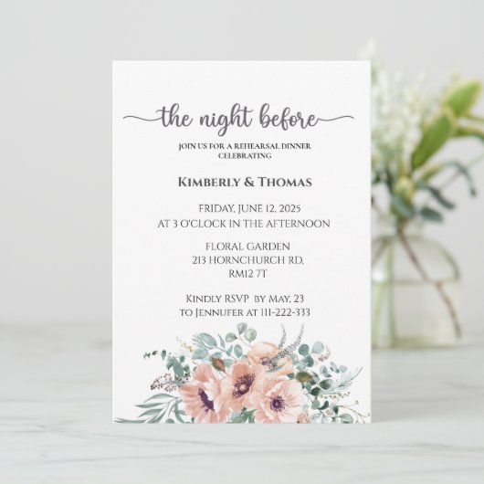 De nacht voor de repetitie van de diner kaart (Staand voorkant)