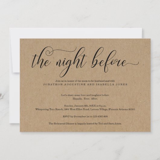 De nacht voor de repetitie van het diner kaart (Voorkant)