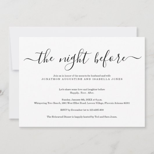 De nacht voor de repetitie van het diner kaart (Voorkant)