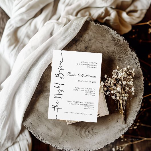 De nacht voor de repetitie van het diner kaart